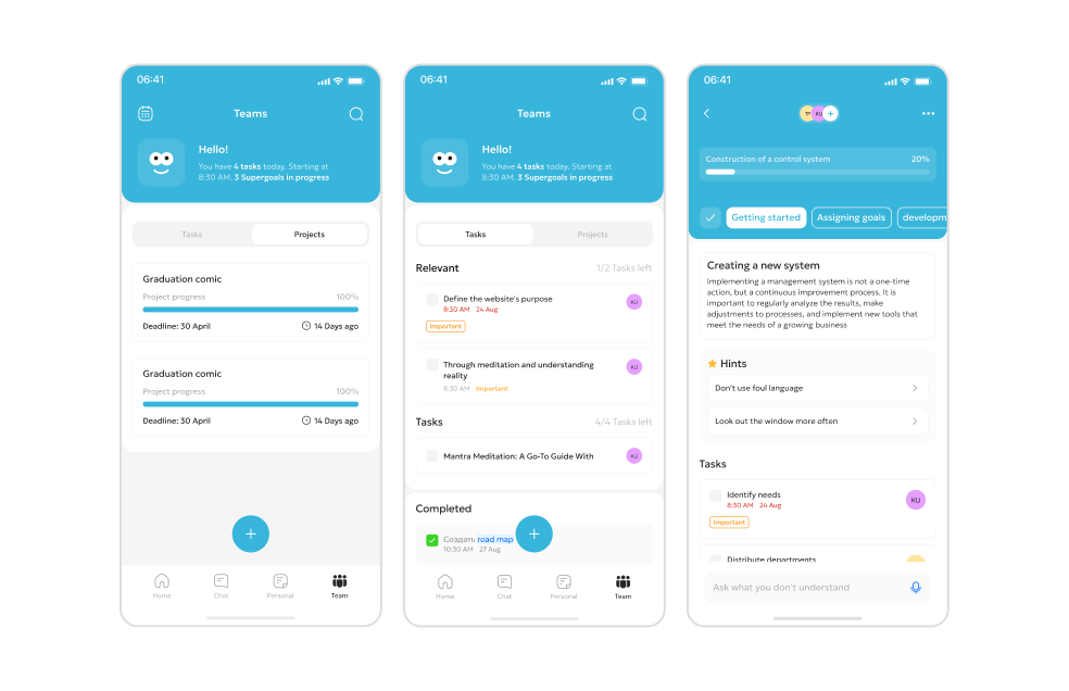 GrowUP Team Tasks Interface